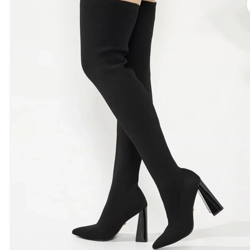 Cape Robbin Over the Knee Black heeled Boots Sz 6 New